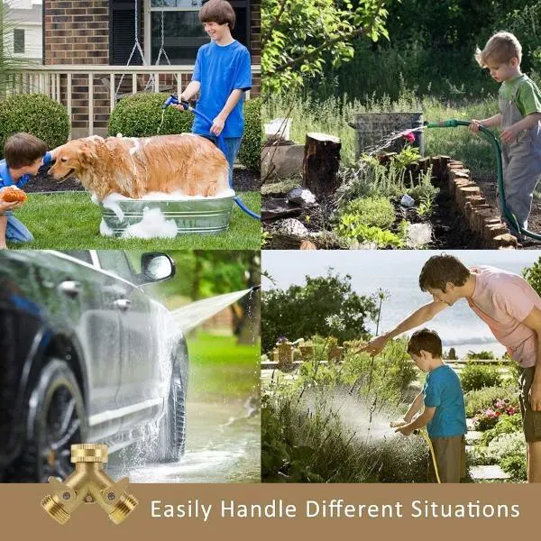 Eastrans 2 Way Heavy Duty Hose Y Brass Garden Hose Quick Connect best garden hose quick connect 2